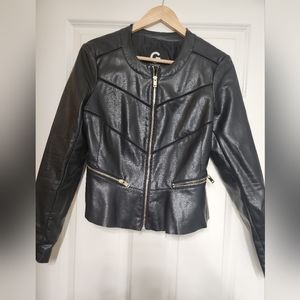 G by Guess faux leather jacket pleats